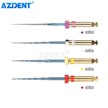 AZDENT Стоматологичен двигател се Използват Ротационни NiTi Файл Endo на коренови канали Термично Активирани Операционни Инструменти 25 мм # 10-25 4 файла /Опаковка 0