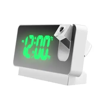 180 ° Завъртане На Led Цифров Огледално Прожекционен Alarm Clock Usb Електронен Тавана Проектор Будилник За Спалня Нощни De Q8j6