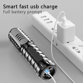 Led Фенерче USB Акумулаторна батерия с Блок Захранване Вградена Водоустойчива Лампа за Къмпинг Преносим Фенер Фенер Тактически Фенер 3