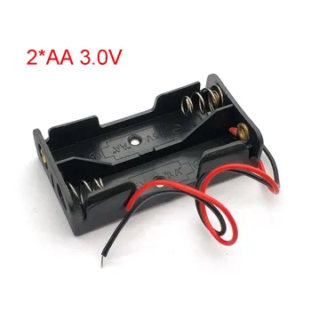Черна Пластмаса 2 *AA Батерия Кутия За Съхранение за Носене 2 Слот Начин само Батерии Клип на Притежателя Контейнер С Тел Оловен Пин AA от 1,5 0