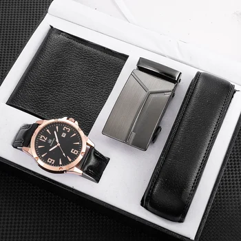 Мъжки часовник + портфейл + Колан, мъжки подарък за Деня на бащата, Подарък за рожден Ден, 3 бр./компл. за баща, гадже, красива каишка от изкуствена кожа, NOV99