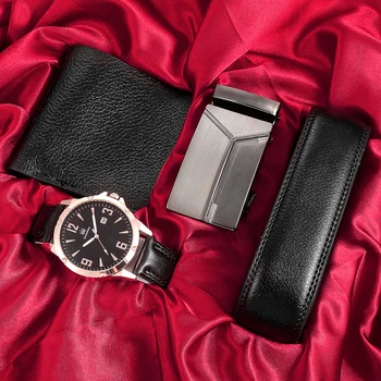 Мъжки часовник + портфейл + Колан, мъжки подарък за Деня на бащата, Подарък за рожден Ден, 3 бр./компл. за баща, гадже, красива каишка от изкуствена кожа, NOV99 1