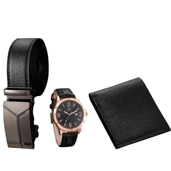 Мъжки часовник + портфейл + Колан, мъжки подарък за Деня на бащата, Подарък за рожден Ден, 3 бр./компл. за баща, гадже, красива каишка от изкуствена кожа, NOV99 5
