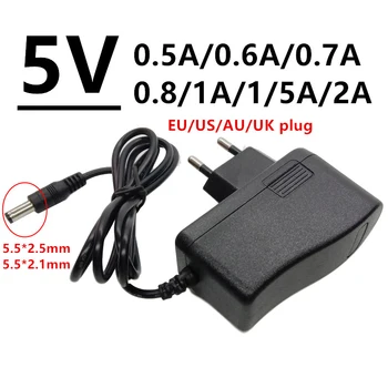 5 За Адаптер на променлив ток в постоянен Конвертор Адаптер за захранване 5 Волта 0.5 0.6 A A 0.7 0.8 A A 1A 1.5 A 1500 мА 2A ЕС, САЩ, Великобритания AU Plug Adaptador
