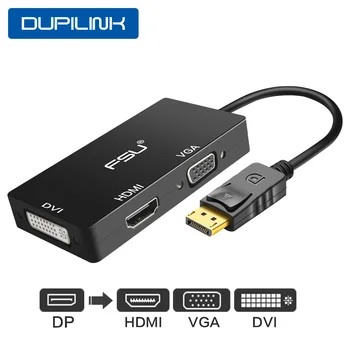 DUPILINK Displayport DP към HDMI-съвместим DVI-VGA Адаптер 1080P Кабел Конвертор С Дисплейным Порт За КОМПЮТЪР, Лаптоп, Проектор 0