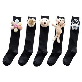 Японската Лолита За Жени Обувки За Момичета Чорапогащи Harajuku Kawaii Карикатура 3D Слънчоглед Мечка Кукла Студент Ежедневното Училище Чорапи-Тръба