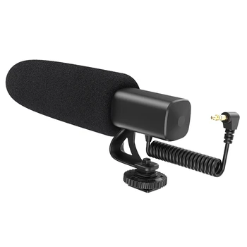 Камера Микрофон Професионална Фотография Интервю за намаляване на шума Микрофон Микрофон за Sony, Nikon, Canon, Fuji DSLRS