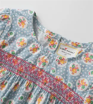 Little Maven/ Новата Есенно-пролетно Детска Тениска с кръгло деколте, Синьо-Сив Памучен Тениска с дълги ръкави и цветисти Принтом за Момичета 2