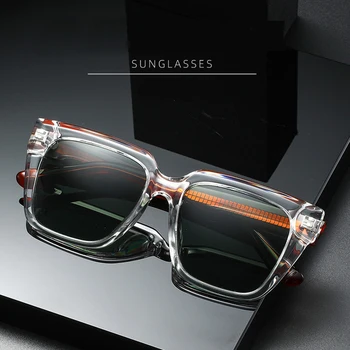 Нови Модни Квадратни Слънчеви Очила, Мъжки, Женски Реколта Ацетатные Прозрачни Слънчеви Очила Polarized Ретро Слънчеви Очила За Шофиране на Кола, UV