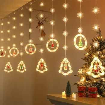 Коледен Декор Низ Венец Завеса LED Светлина За Сватба у Дома Коледно Дърво Украшение 2022 Навидад Коледен Подарък 2023 Нова Година 0