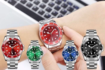 Мъжки часовник 2021, Нов Модерен Мъжки Часовник, Зелени Часовници, Водоустойчиви, от Неръждаема стомана, Мъжки подарък Автоматично Кварцов часовник Mirar