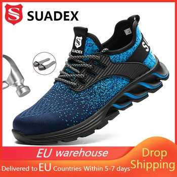 Защитни Обувки SUADEX, Мъжки Обувки Със стоманени Пръсти, Устойчив На Удар, Устойчива Към Удар, Работни Обувки, Дамски Дишаща Работа Защитни Обувки