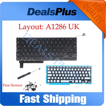 Новата Британска Клавиатура A1286 с осветление + Винтове За Macbook Unibody 15,4 