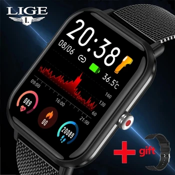 LIGE Bluetooth Smart-Часовници за Мъже С Пълен Сензорен Екран Спортни Фитнес Часовник На Поръчка е Водоустойчив Умни Дамски Часовници за Android и IOS
