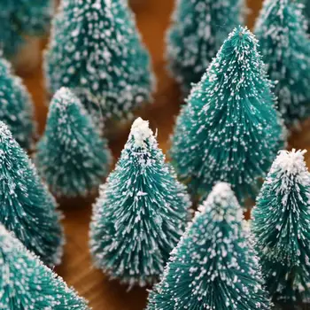 100шт Коледна украса малка бор мини коледно дърво за декорация подпори Санта сняг, студ настолни бижута вечерни полза 2