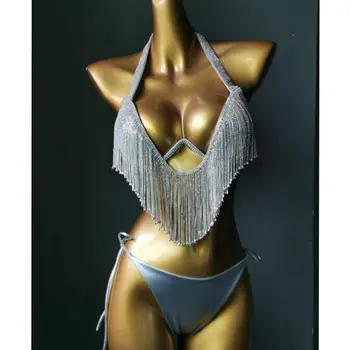 2021 Венера ваканция нов стил диамантени четката комплект бикини с пайети секси женски бански костюм, с блестящи камъни бански crystal плуване 5