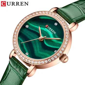 Часовник за Жени от 2021 CURREN Луксозни Модни Дамски Часовници със Звездна Небесен Циферблат Кожени Ръчни Часовници от Естествен Камък-Дамски