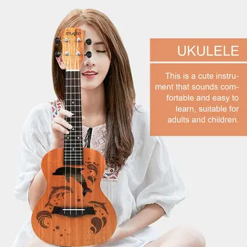 Професионален Фигура На Делфин Сопрано Ukulele Uke Ukulele Сапеле 4 Струни Дървена Ukulele Музикални Инструменти За Начинаещи 1