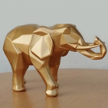 Златна Черно-Бял Модерен Абстрактна Статуя на Слон, Декорации от Смола, Украса За Дома, Подаръци, Геометрична Скулптура на Слон, Занаяти 0