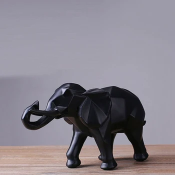 Златна Черно-Бял Модерен Абстрактна Статуя на Слон, Декорации от Смола, Украса За Дома, Подаръци, Геометрична Скулптура на Слон, Занаяти 1