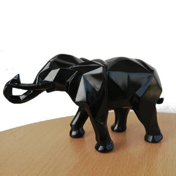 Златна Черно-Бял Модерен Абстрактна Статуя на Слон, Декорации от Смола, Украса За Дома, Подаръци, Геометрична Скулптура на Слон, Занаяти 5
