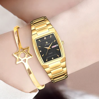 Японски Механизъм WWOOR Часовници За Жени Ръчен Часовник 2021 Модерни Ежедневни Златни Квадратни Дамски Кварцов Водоустойчив Часовник Reloj Mujer