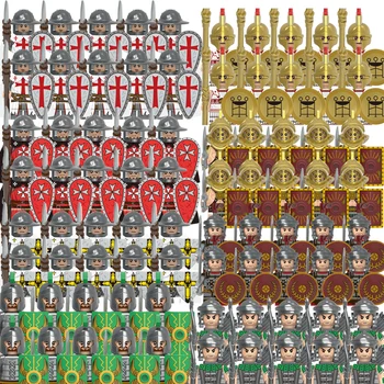 Средновековните Рицари Римски Войник Строителни Блокове на Военни Оръжия Броня Заключване Фигурки Аксесоари Тухли Играчки за Деца Подаръци