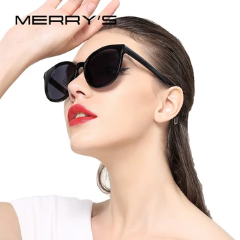 MERRYS Класически Дамски Маркови Дизайнерски Слънчеви Очила Cat Eye S8094