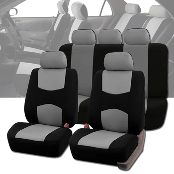 Калъфи за автомобилни седалки от Предната Двойка на черно и сиво, цветове Универсални Защитни Калъфи за седалките на водача и пътника Автомобилни Аксесоари 0