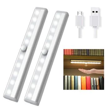 10 светодиоди Индукционный Лампа с Датчик за Движение, Led нощна светлина USB Акумулаторна батерия или AAA батерия Магнит Датчик за нощна светлина за Гардероб 0
