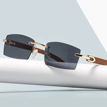 Луксозни Маркови Дизайнерски Малки Квадратни Слънчеви Очила Без Рамки За Жени И Мъже, 2022, Модни Реколта Популярни Слънчеви Очила За Пътуване, Мъжки Слънчеви Очила