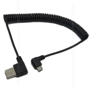 Ъглов USB-кабел, Навити Пружини удължителен кабел USB към Micro-USB 90 градуса USB A към конектора Micro Б. 1