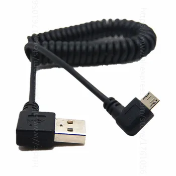Ъглов USB-кабел, Навити Пружини удължителен кабел USB към Micro-USB 90 градуса USB A към конектора Micro Б. 4