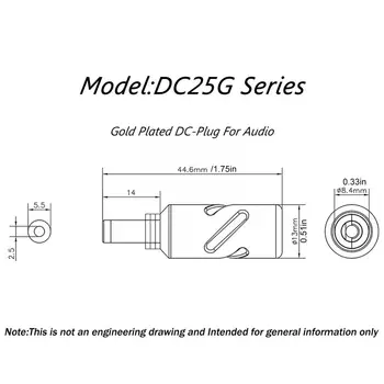 Жак Monosaudio DC21G DC25G Конектор DC-2.1 G DC-2.5 G 24-КАРАТОВО Златно покритие Конектор dc за аудиофильских приложения P4A0 5