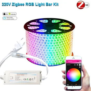220 230 Zigbee Smart Life, Sasha Контролер 1-15 м RGB LED 5050SMD Led Лента-Слаби Открит Водоустойчив за 2MQTT Алекса