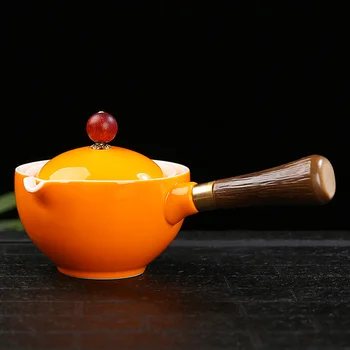 Порцеланов Китайски Чай Gongfu Преносим Чайник с Въртене на 360 Кана и на Чайника Преносим Всичко в едно Подарък пакет 2