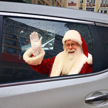 1 БР. Коледни Стикери Дядо Етикети На Прозореца На Колата На Дядо Коледа Етикети Върху Стъкло На Колата На Авто Винилови Стикери За Украса За Всички Автомобили