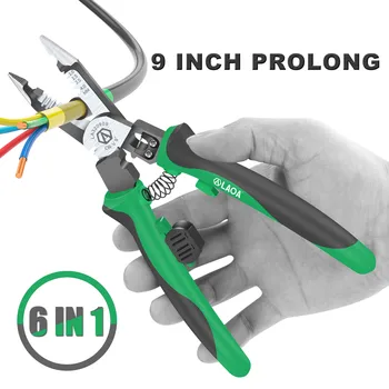LAOA 9 в 1 Многофункционални Клещи за Електрически Клещи с Дълги носове Устройство За Източване на Кабели Кабелен Нож Клеммный Запресоване Ръчни инструменти 1