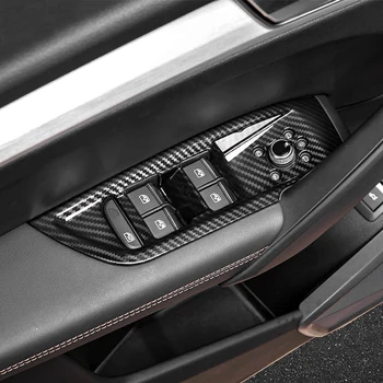 ABS Въглеродни Влакна Автомобилна Врата, Прозорец, Стъкло, Бутон за Включване на Лентата с Подлакътник Накладки За Audi Q5 ФГ 2018-2021 LHD Аксесоари За Интериора 0