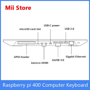Комплект клавиатура за персонален компютър Raspberry pi 400, 4 GB оперативна памет, 1,8 Грама на процесора Cortex-A72, Вграден Wi-Fi, Bluetooth, Официалната мощност на SD-карти 2