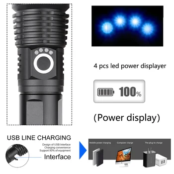 2022 Актуализация XHP70.5 Мощно led Фенерче XHP50 Акумулаторна батерия Usb Тактически Фенер 18650 Външно Осветление проблясък на Светлина 4