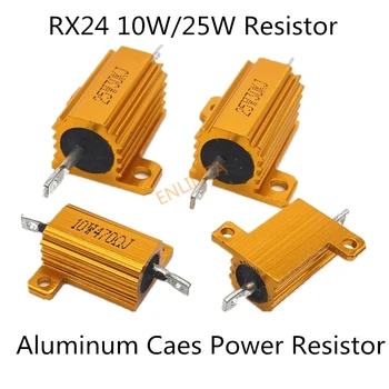 Резистор 0.01 ~ 30K Wirewound повод мивки метал сила 1PCS 10W 25W алуминиев Wirewound Резистора 0.01 ~ 30K 1 2 3 5 6 8 10 20 100 150 1K 10K Ома RX24