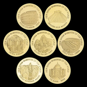 Седемте чудеса на света Сувенир, Позлатена Монета Коллекционный Подарък Възпоменателна Монета на Големите сгради