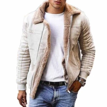 Зимно Топло яке, мъжки Ежедневни Палто, Есенно-Зимна Нова Мода Мъжка Руното яке за запазване на топлината 3