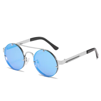 Висококачествени Кръгли Метални Слънчеви Очила в Стил пънк за Жени И Мъже, Цветни Слънчеви Очила са в Готически Стил, Луксозни Слънчеви Очила От Неръждаема Стомана UV400