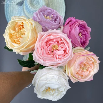 SunMade Момента на Докосване на Голяма Клонка Рози от Изкуствени Цветя за Дома Хол Украса Flores Artificales Сватба