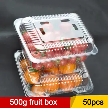 50шт за Еднократна употреба Опаковъчна Кутия Плодови Кутия Квадратна Прозрачна Навесная На храна за Вкъщи и Пластмасови Контейнери За Закуска За Салата, Сандвич Зеленчук 0