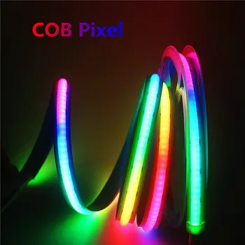 COB Пиксел Led Лента със Задно RGB 5 В 0,5 М, 1 М WS2812B SK6812 332 светодиода/m Dream Color Адресуемый Програмируем Цифров Гъвкав ключодържател