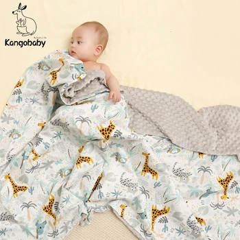 Kangobaby #Моят мека Живота на # Есенно-зимния памучно и пузырчатое флисовое детско пеленальное Одеало за бебета, Кърпи за баня, одеало за спане