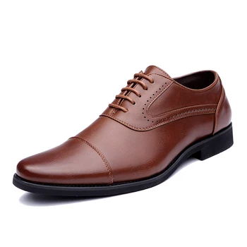 2021 Мъжки модела обувки в семпъл стил, с качествени мъжки обувки-Oxfords дантела, маркови мъжки официални обувки, мъжки кожени обувки за сватба 1